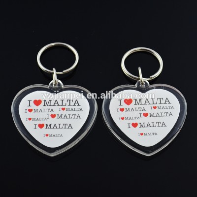 Heart shaped Acrylic Key ring With Custom Logo