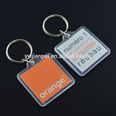 Transparent plastic key chain printing logo