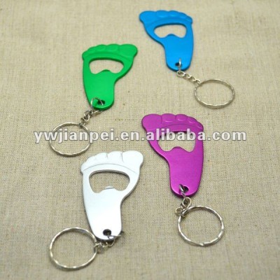 Foot Shape Aluminum Bottle Opener Key Rings With Engrave Logo