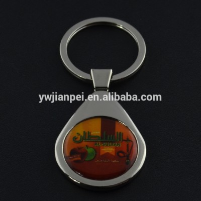 Yiwu Water Drop Shape Metal Key Chain With Print Logo-- logo size:26*26mm